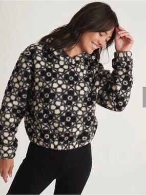 Marine Layer Laid Back Sherpa Sherpa Hoodie Floral Print Womens Small